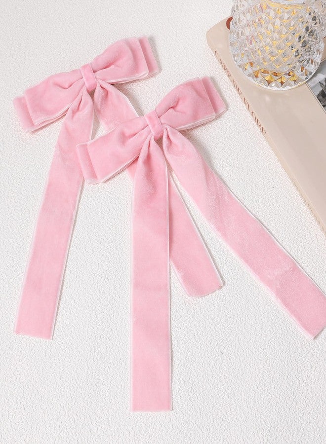 ميروكش قطعتان من مشابك الشعر المخملية الوردية ذات الذيل الطويل بطول 5.5 بوصة، دبابيس شعر على شكل تمساح، إكسسوار تزييني مثالي لحفلات أعياد الميلاد وعيد الحب، هدية رائعة للفتيات والسيدات. - Image 2